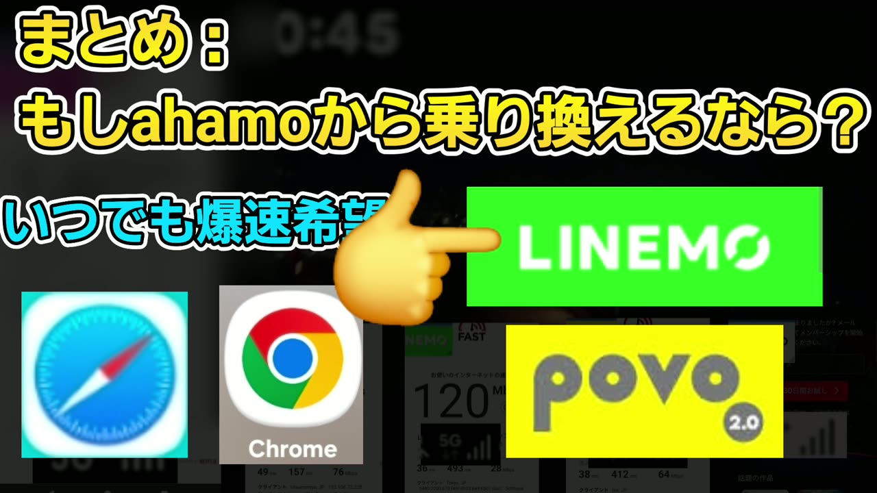 まとめ:ahamoから乗り換えるなら?いつでも速いほうがいい人はLINEMOかpovo2.0