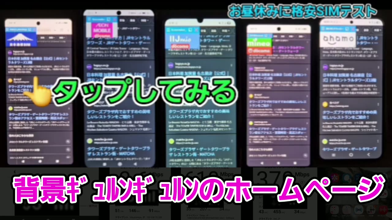 画像や広告がぎっしりのサイトを、格安SIMでわざとPC版表示にして開くテスト